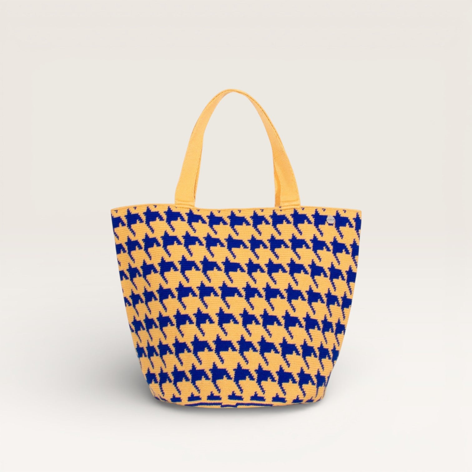Houndstooth round tote bag | Midnight