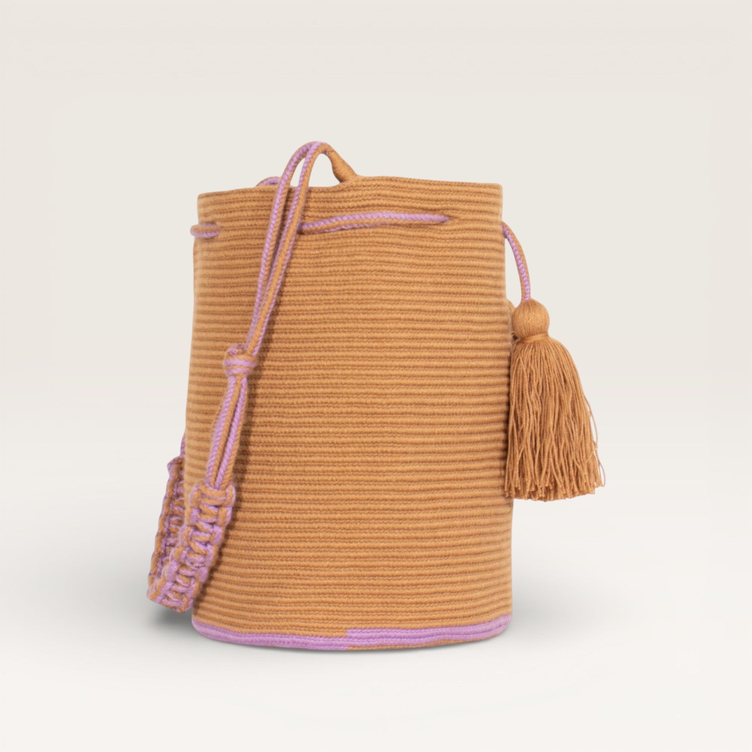 Solid round shoulder bag | Caramel