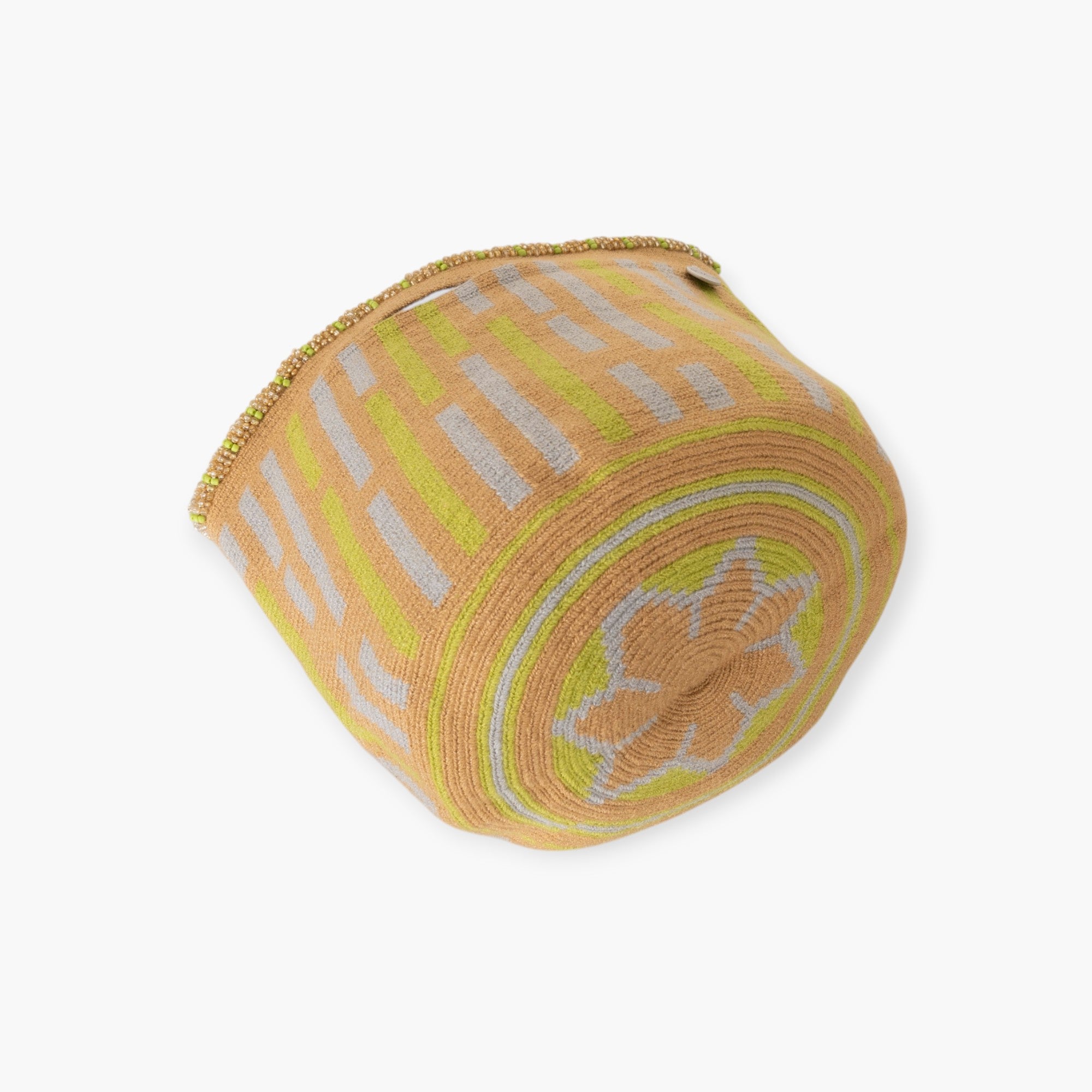 Striped top-handle bag | Caramel
