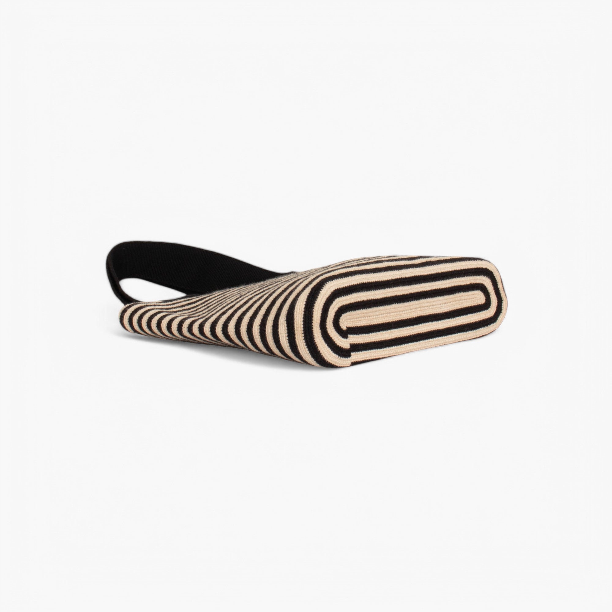 Striped oval tote | Black