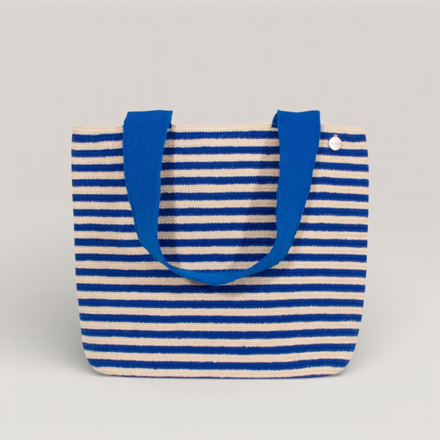 Striped oval tote | Cobalt