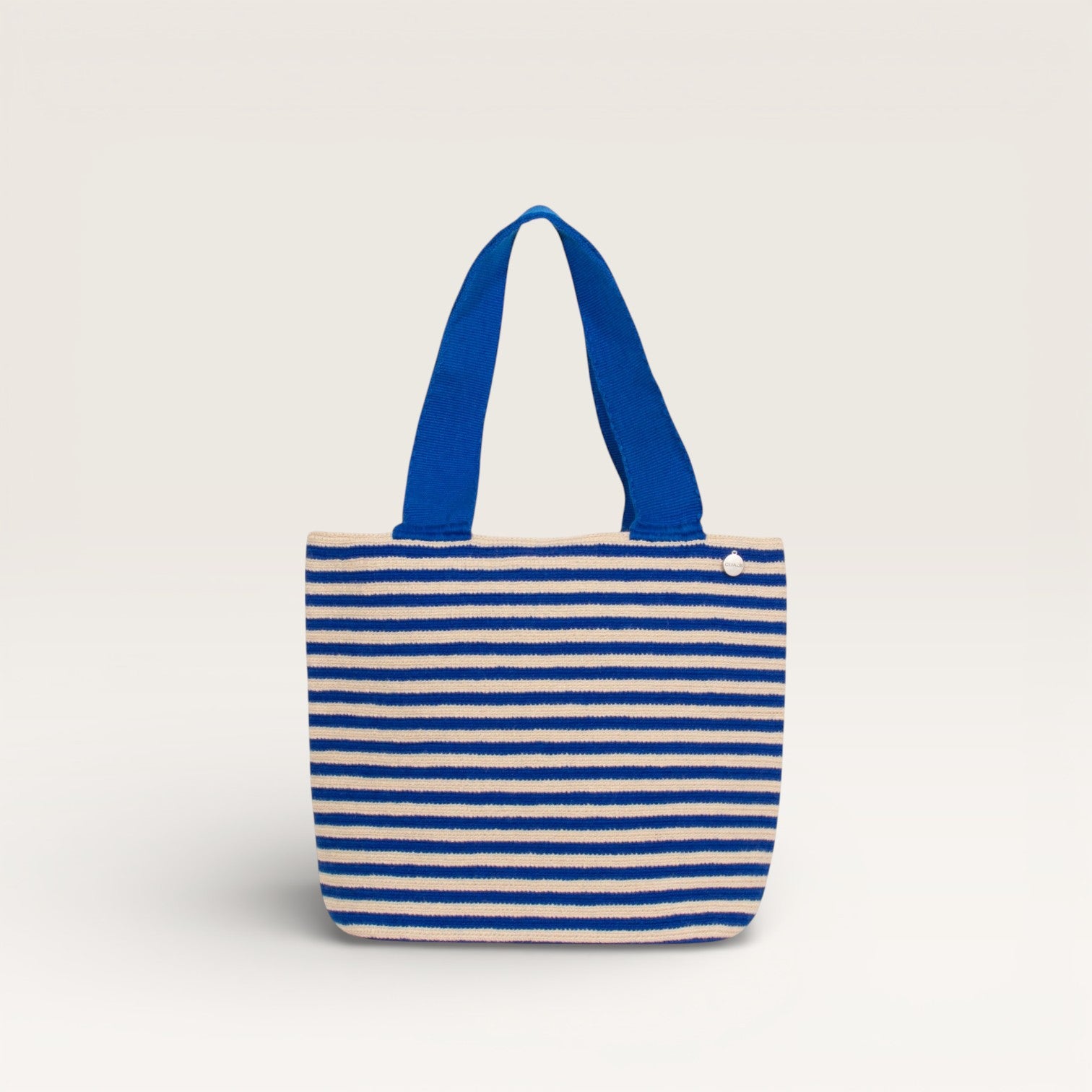 Striped oval tote | Cobalt