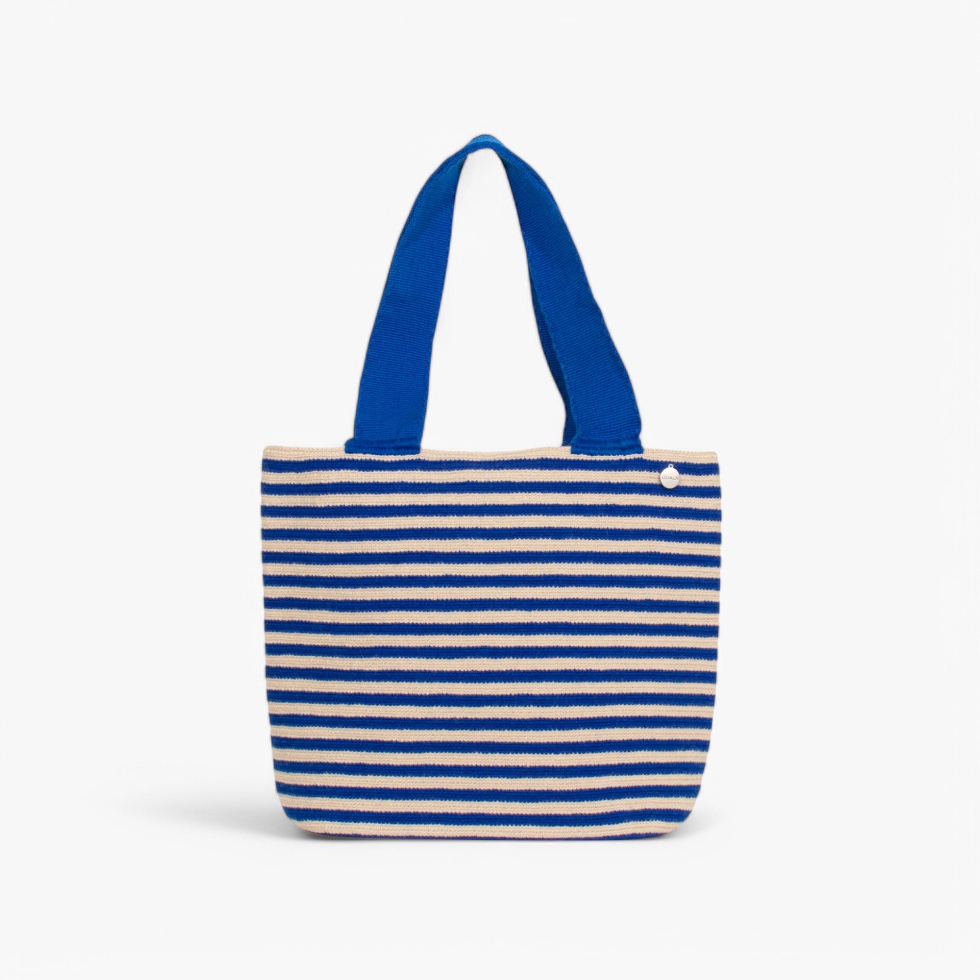 Striped oval tote | Cobalt