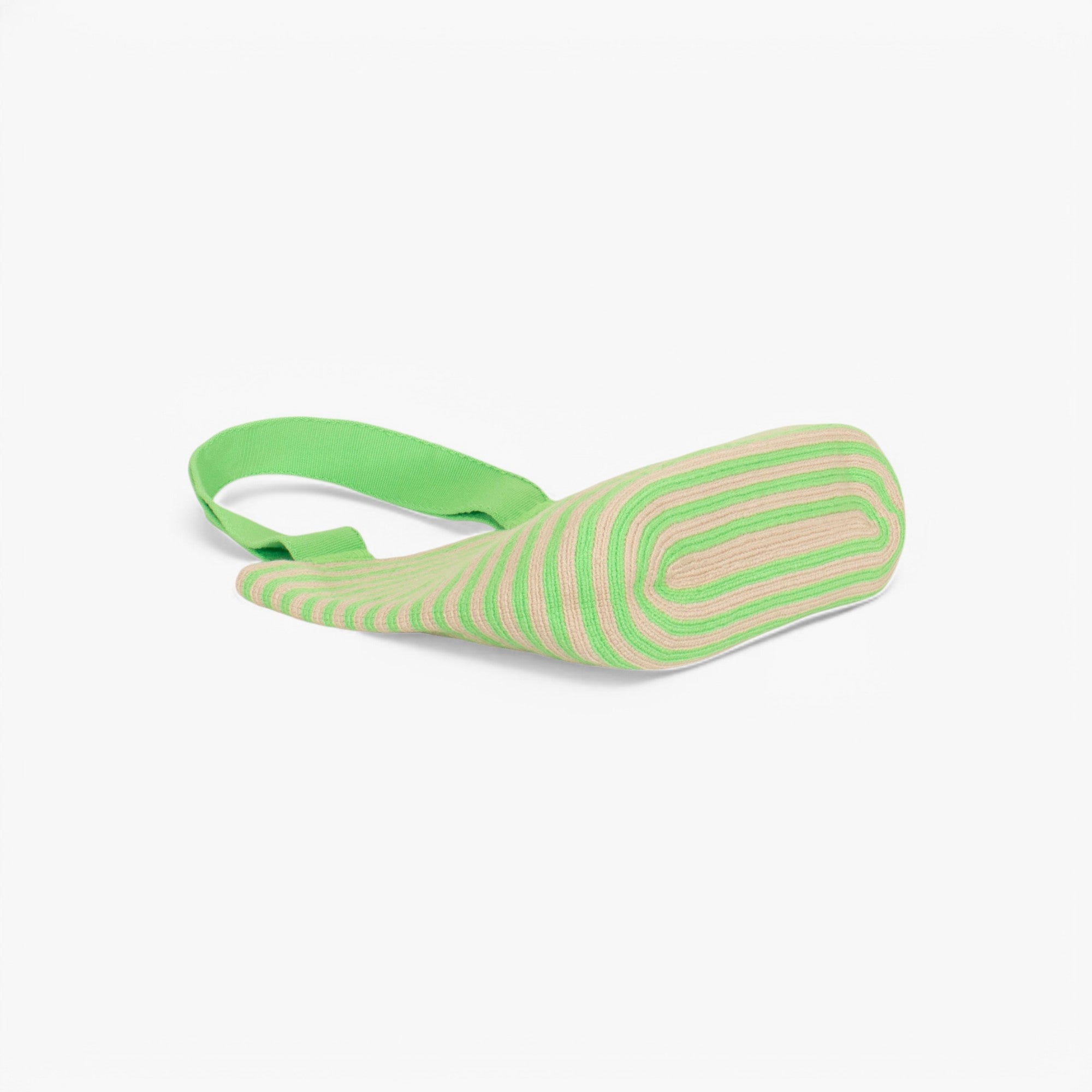 Bolso de mano ovalado a rayas | Verde neón