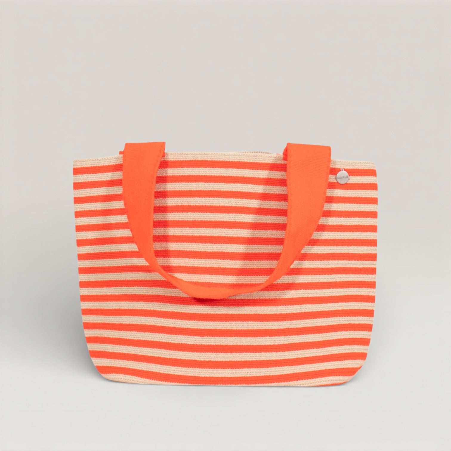 Striped oval tote | Tangerine