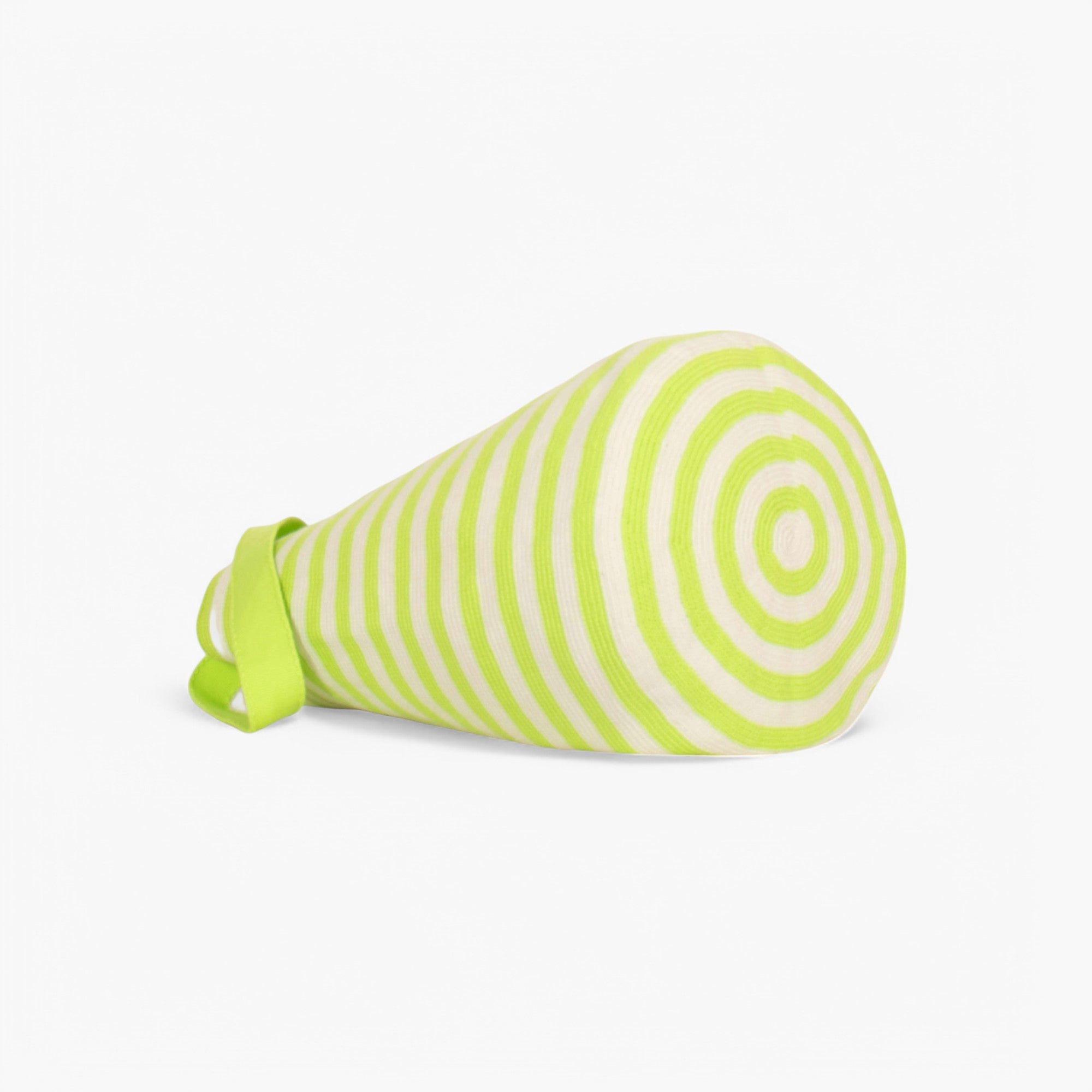 Striped round tote bag XL | Neon green