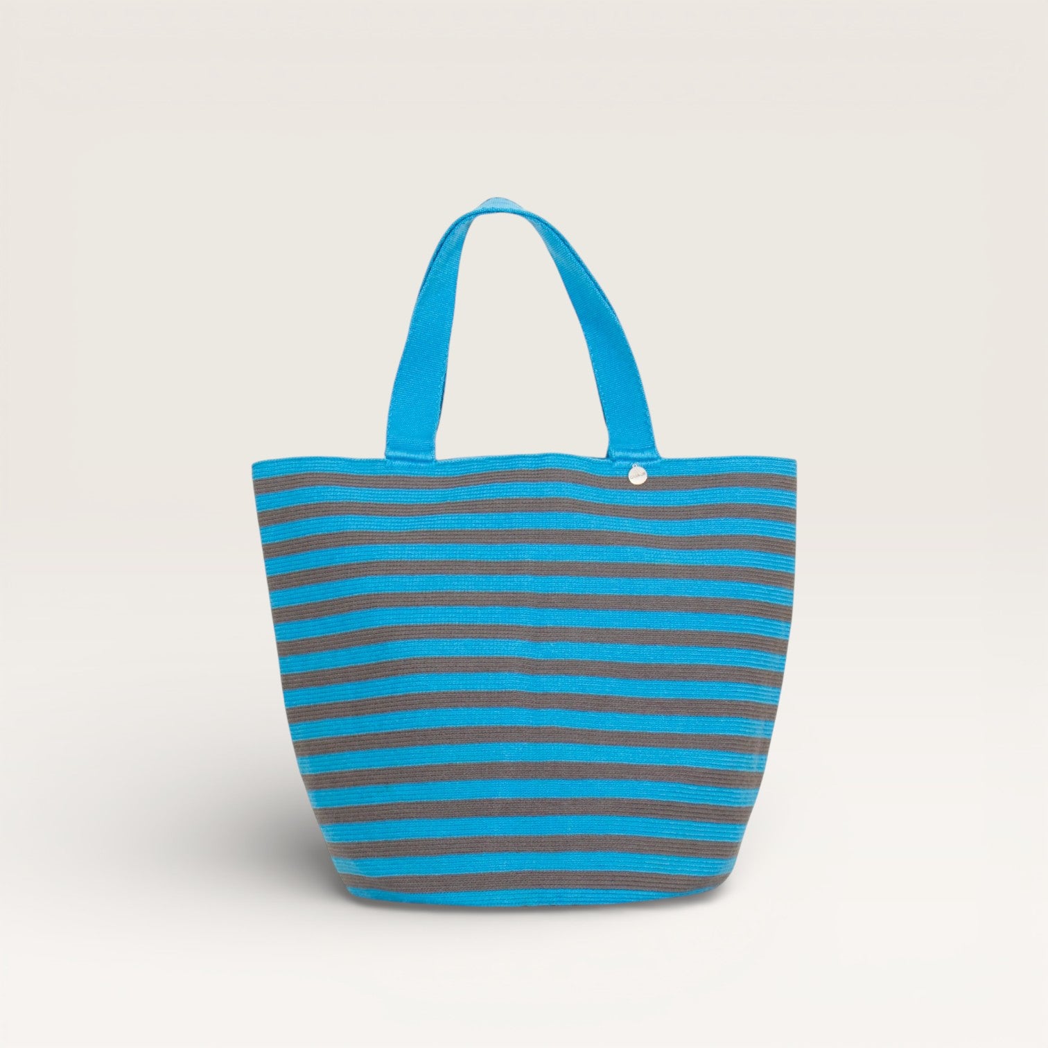 Striped round tote bag | Sky blue
