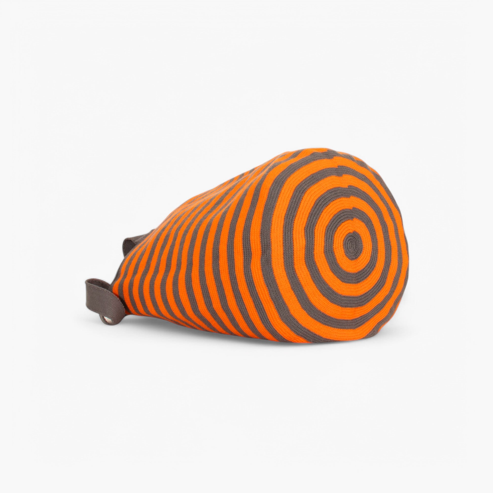 Gestreepte ronde tote bag XL | Mandarijn