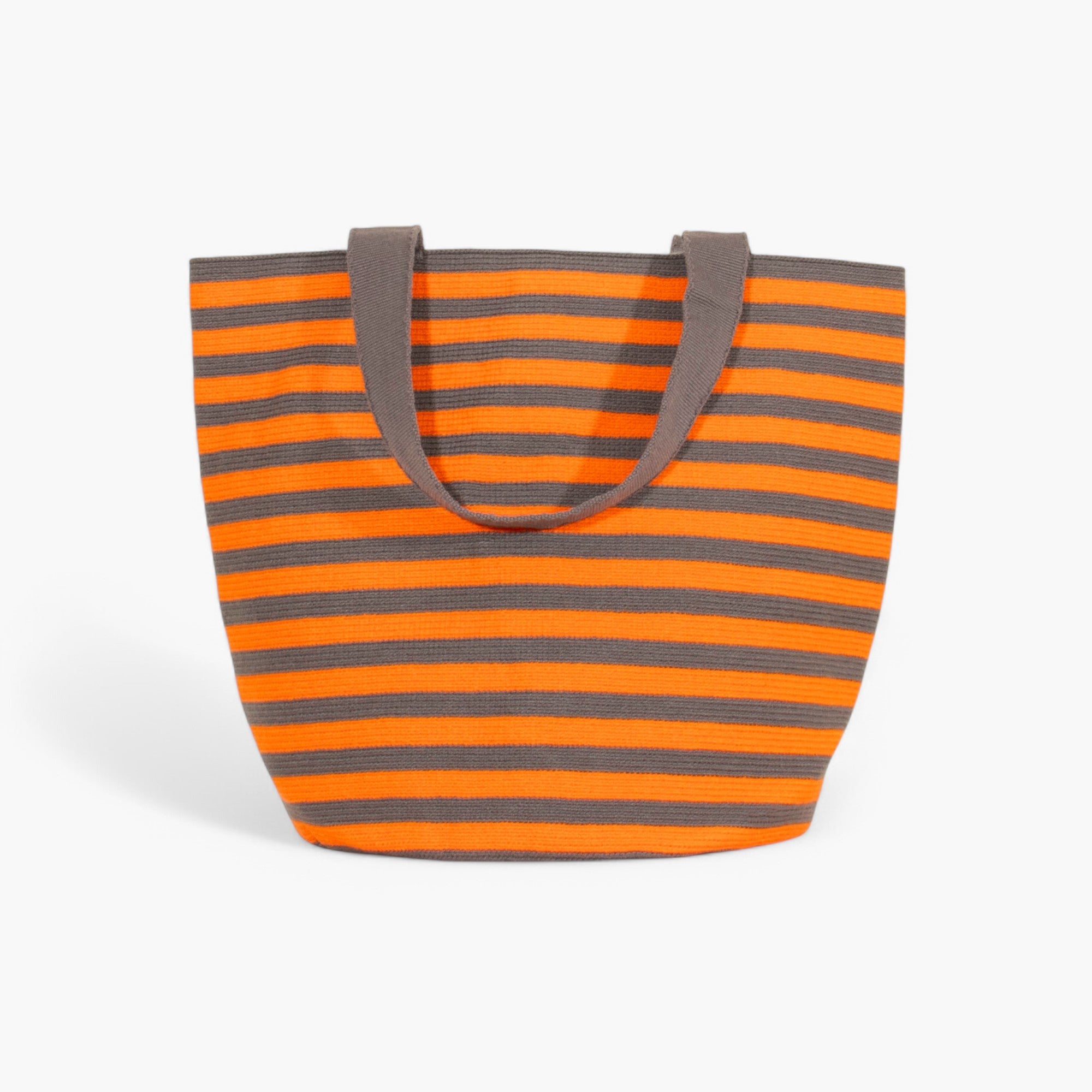 Gestreepte ronde tote bag XL | Mandarijn