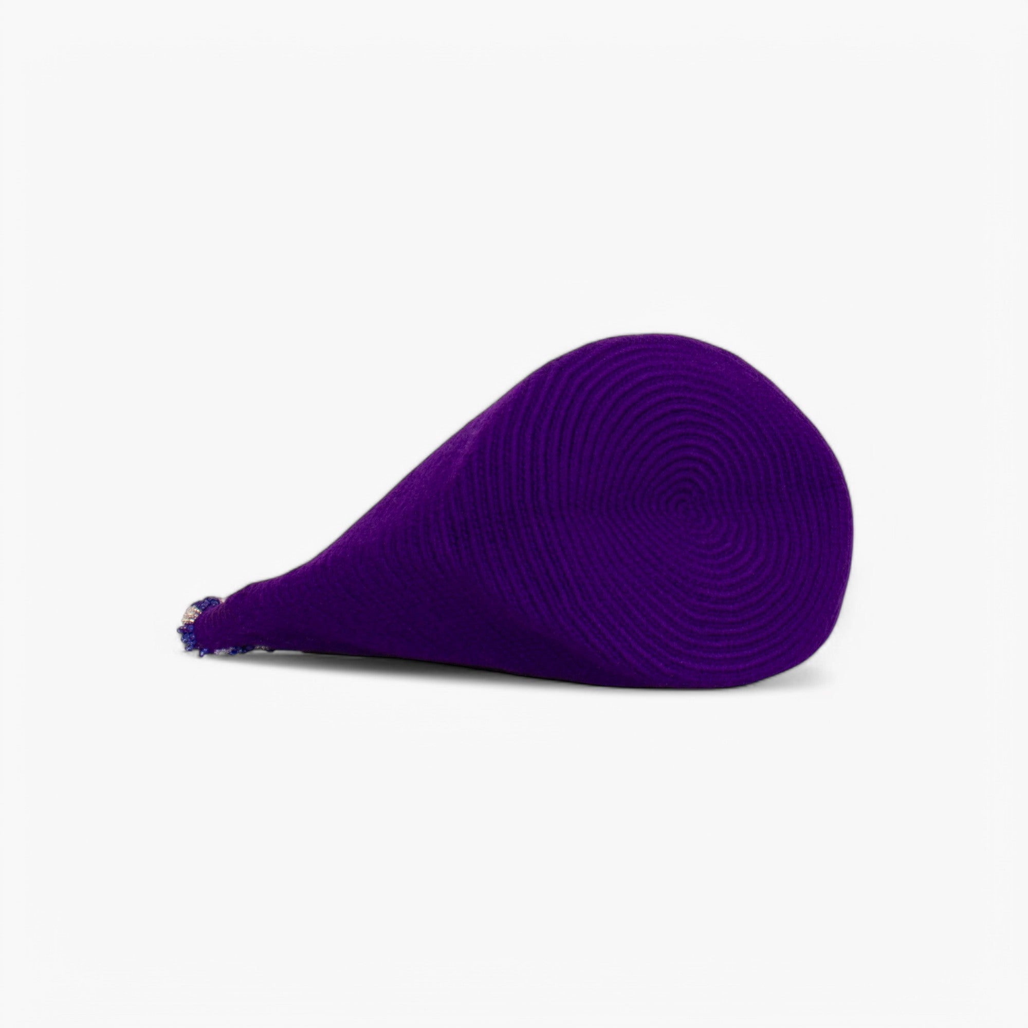 Solid top-handle beaded bag | Blue violet