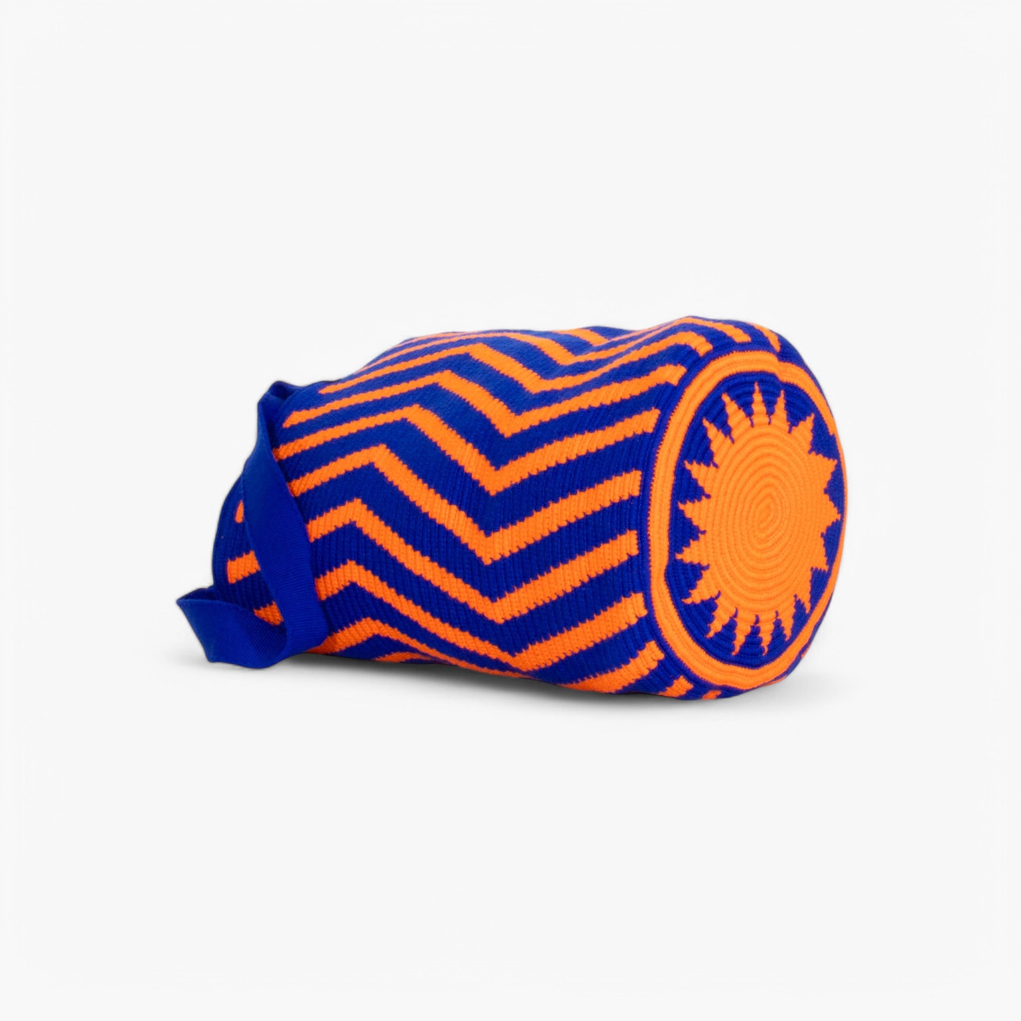 Zigzag ronde tote bag M | Kobalt