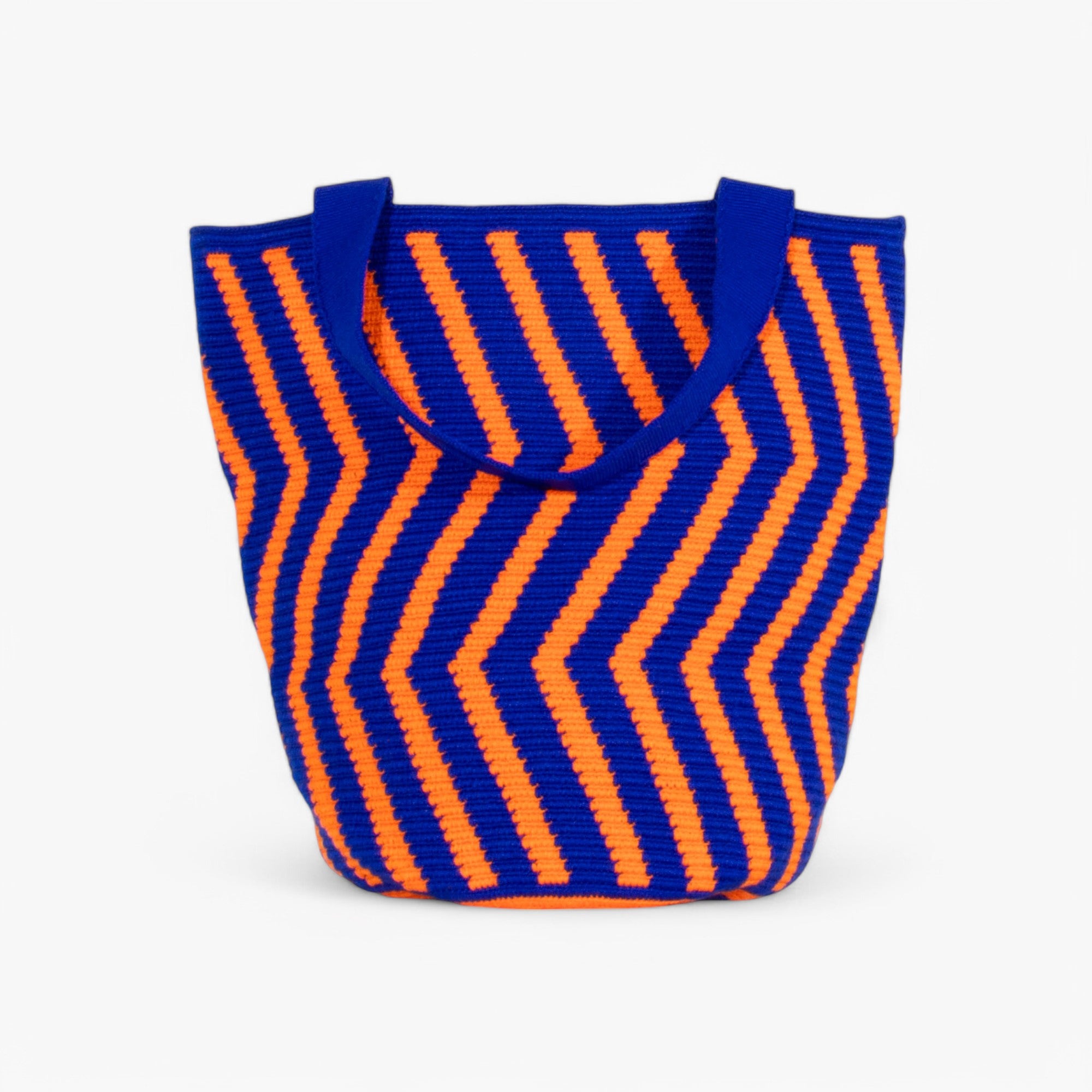 Zigzag ronde tote bag M | Kobalt