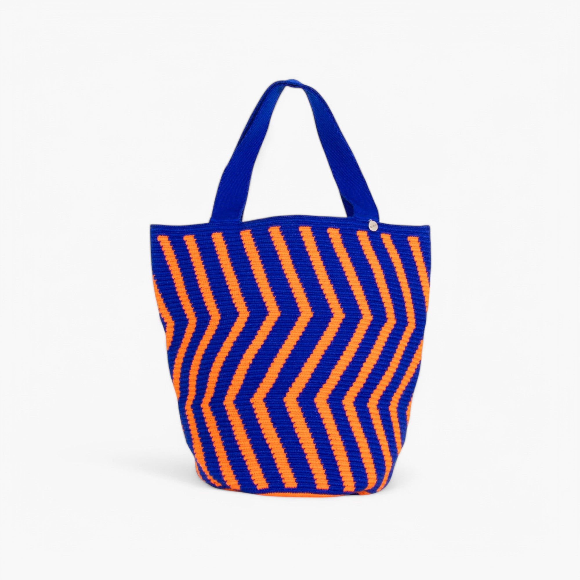Zigzag ronde tote bag M | Kobalt