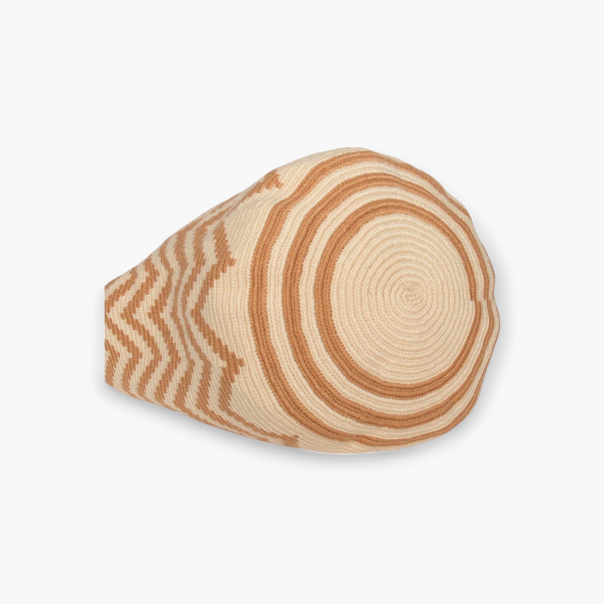 Zigzag round tote M | Almond